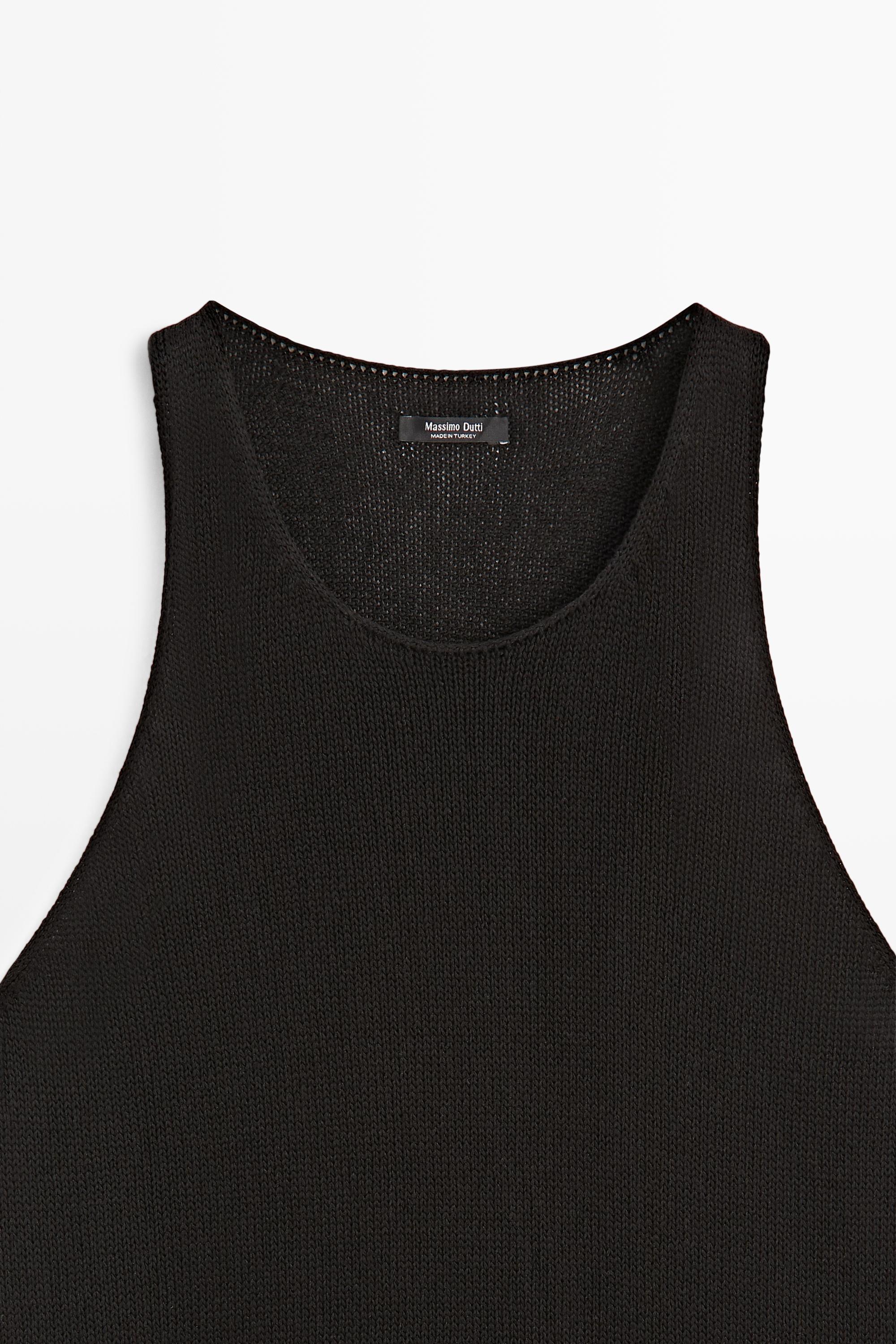 Top maille encolure américaine sans manches